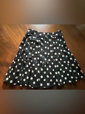 Ann Taylor Black & White Polka Dot A-Line Skirt
